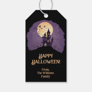 Gothic Spooky Haunted House Halloween Presentetikett
