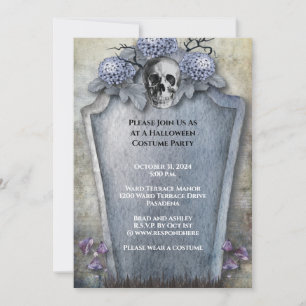 Gothic Spooky Skeleton Halloween fest Inbjudningar