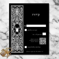 Gothic Spooky Spider Black White Bröllop QR-kod