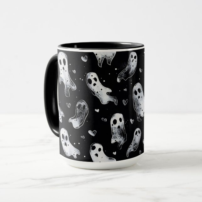 Gothic Spooky Valentine Spöken med hjärtan Mugg (Framsida vänster)