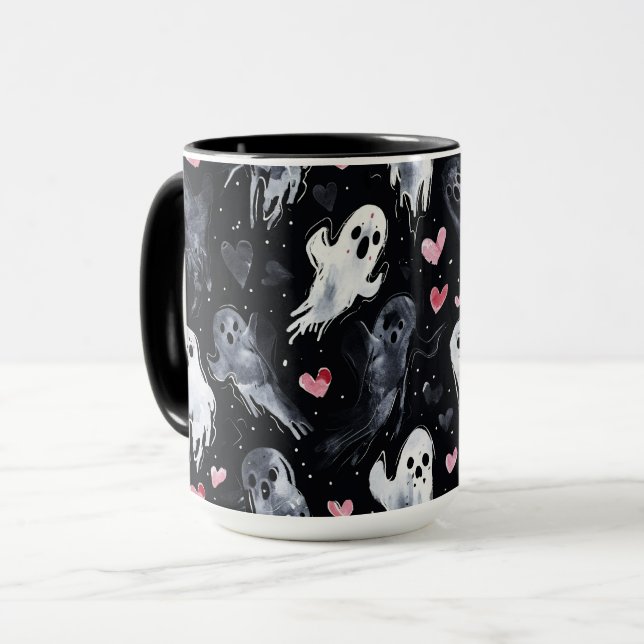 Gothic Spooky Valentine Spöken med hjärtan Mugg (Framsida vänster)