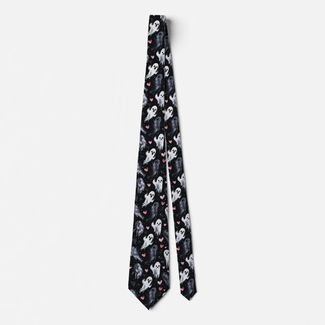 Gothic Spooky Valentine Spöken med hjärtan Slips (Framsida)