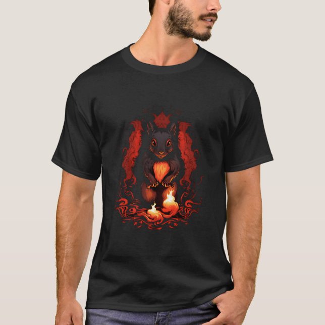 Gothic Squirrel Satanic Mörk Animal Goth Occult T Shirt (Framsida)
