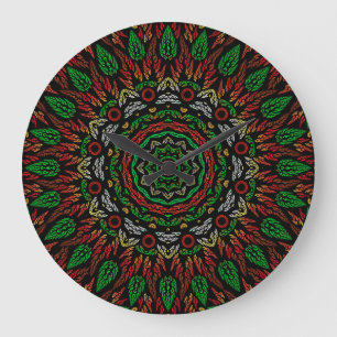 Gothic Stached Glass Löv Mandala Mönster Stor Klocka