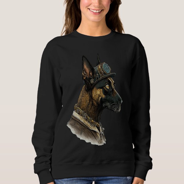 Gothic Steampunk Belgian Malinois T Shirt (Framsida)