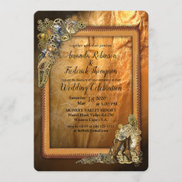 Gothic - Steampunk Bröllop på läder Inbjudningar