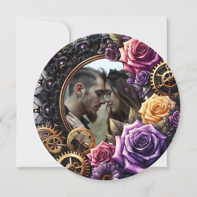 Gothic Steampunk Bröllop spara datum Datumet (Framsida)