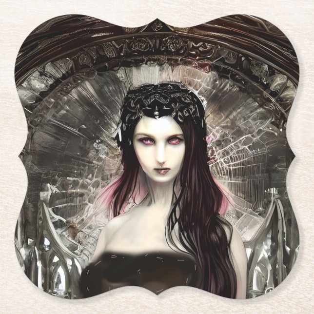 Gothic Steampunk Fallen Angel AI Art Underlägg Papper (Framsida)