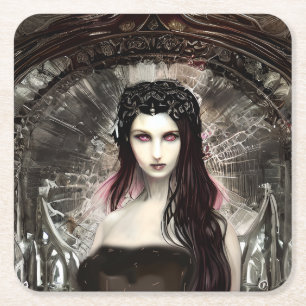 Gothic Steampunk Fallen Angel AI Art Underlägg Papper Kvadrat