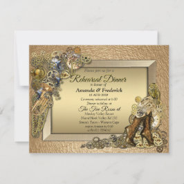 Gothic - Steampunk Guld Leather Rehearsal-middag Inbjudningar