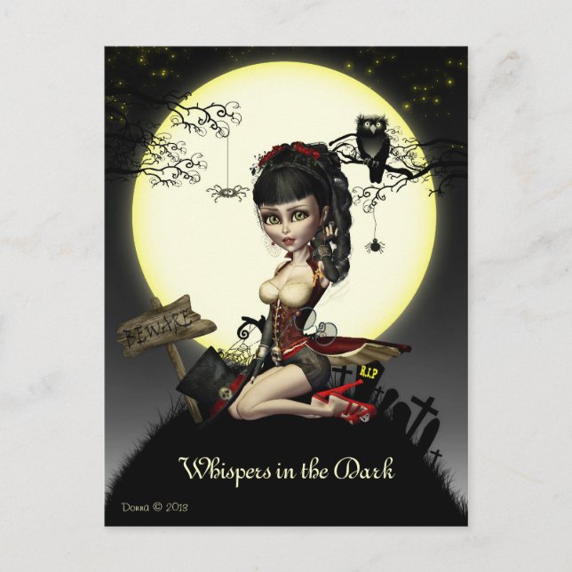 Gothic Steampunk Lolita Digital Art Postcard Vykort (Framsida)
