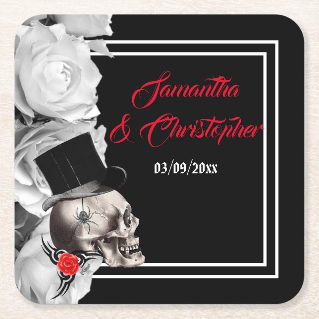Gothic sten eller biker Black bröllop Underlägg Papper Kvadrat (Framsidan)