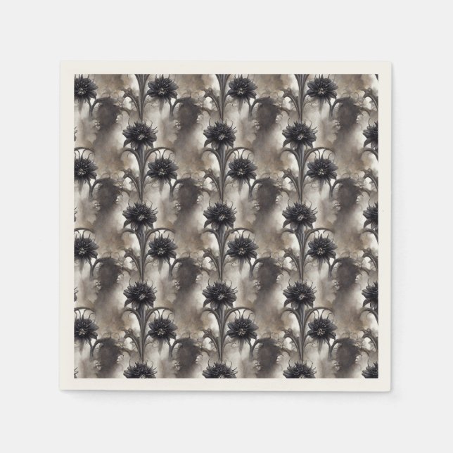 Gothic Stil Black Flowers Pappersservett (Framsidan)