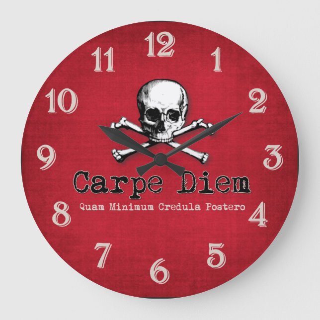 Gothic Stil Carpe Diem Wall Clock Stor Klocka (Framsida)
