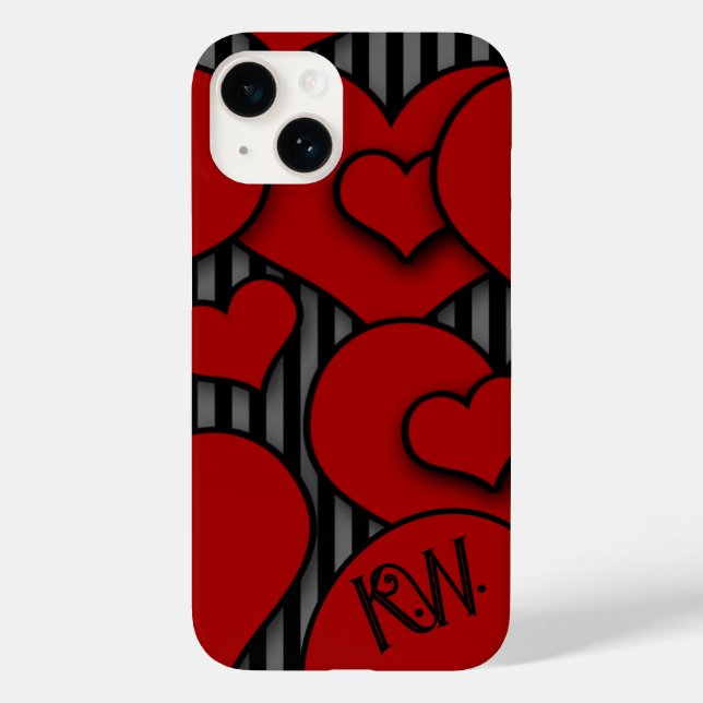 Gothic Stil Heart iphone case Monogram Initialer (Baksida)