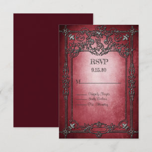 Gothic Stil Mörk Burgundy Silver Ram Bröllop OSA Kort