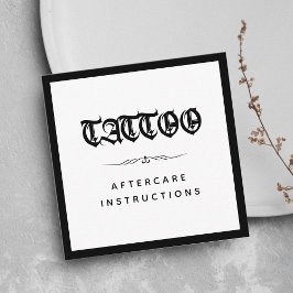 Gothic Stil Tattoo Aftercare Instructions fet Fyrkantigt Visitkort