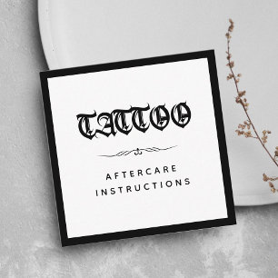 Gothic Stil Tattoo Aftercare Instructions fet Fyrkantigt Visitkort