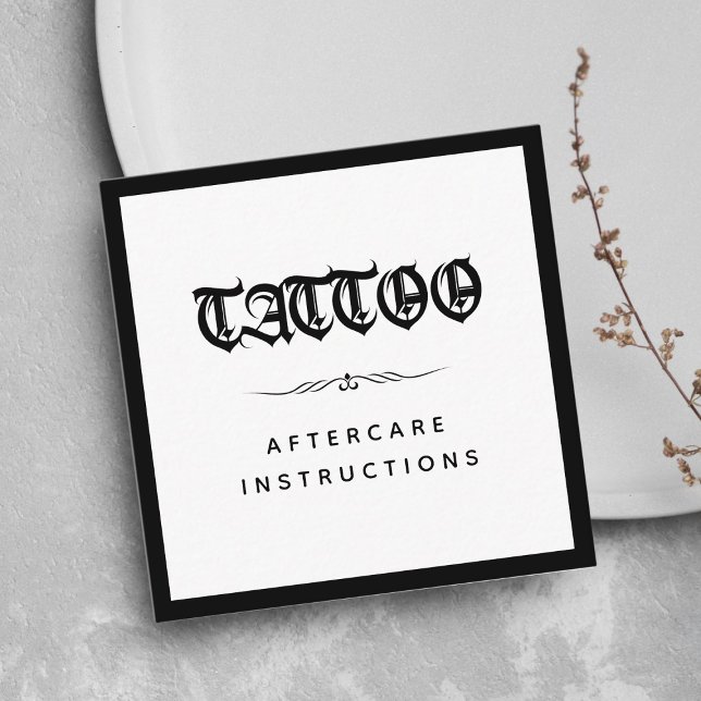Gothic Stil Tattoo Aftercare Instructions fet Fyrkantigt Visitkort (Skapare uppladdad)