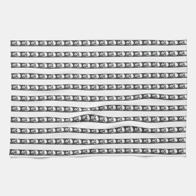 Gothic striped pattern with skulls kökshandduk (Horisontell)