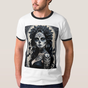Gothic Sugar Skull Ro Tattoo Shirt T