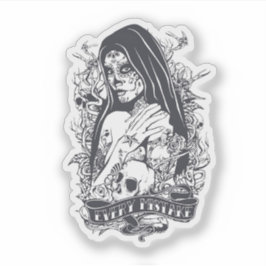 Gothic Sugar Skull Woman Tattoo Art Klistermärken