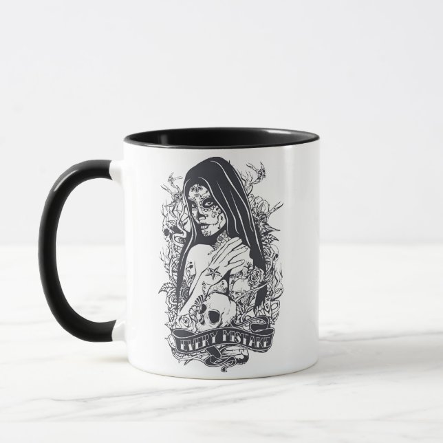 Gothic Sugar Skull Woman Tattoo Art Mugg (Vänster)