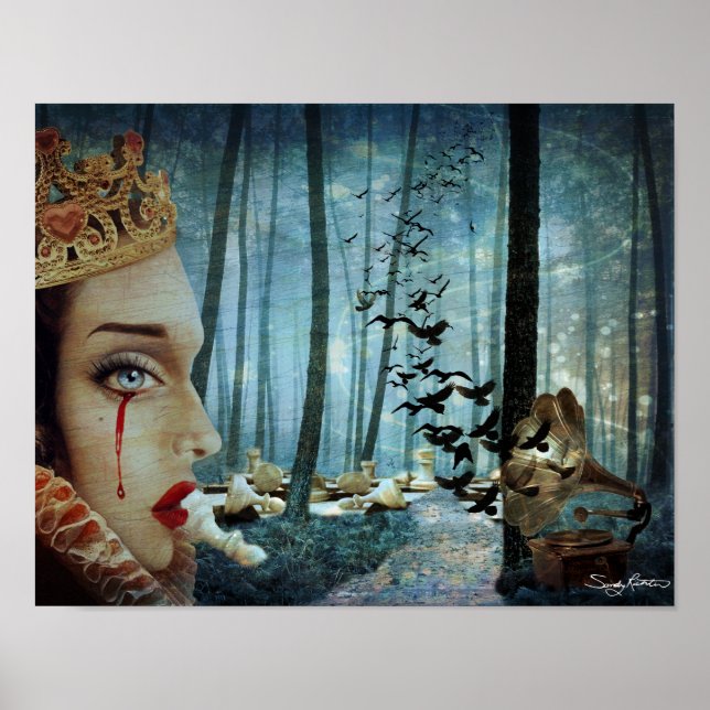 Gothic Surreal Unique Collage Ledsen Queen of Hear Poster (Framsidan)