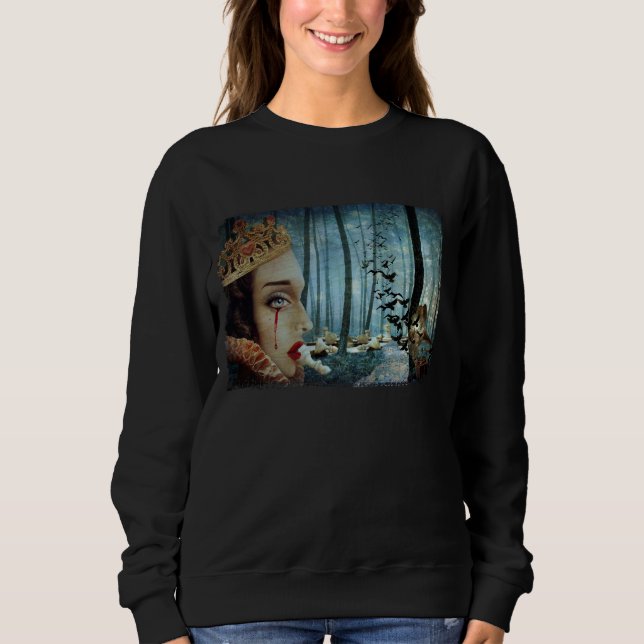 Gothic Surreal Unique Collage Ledsen Queen of Hear T Shirt (Framsida)