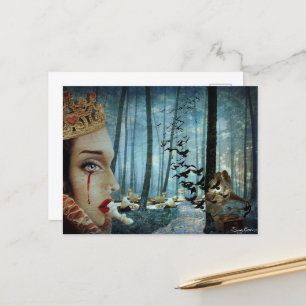 Gothic Surreal Unique Collage Ledsen Queen of Hear Vykort