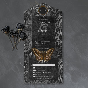 Gothic svart brun filigran fjäril middag bröllop
