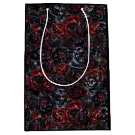 Gothic Svart Katt & Mörka Blommor Mönster