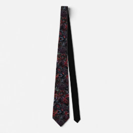 Gothic Svart Katt & Mörka Blommor Mönster Slips
