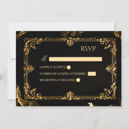 Gothic svart och guld RSVP-kort Inbjudningar