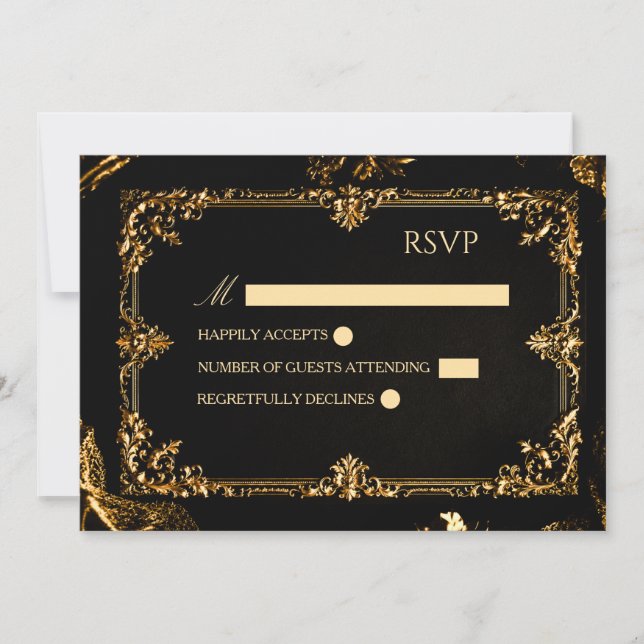 Gothic svart och guld RSVP-kort Inbjudningar (Framsida)