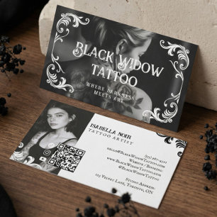 Gothic svart tatueringsbläck konstnär typografi fo visitkort