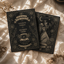 Gothic Svart Till Döden Skiljer Oss Åt Tarot Bröll Inbjudningar