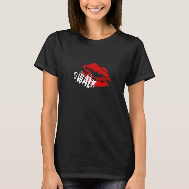 Gothic SWALK Swehoney Red Lipstick Kiss T Shirt (Framsida)