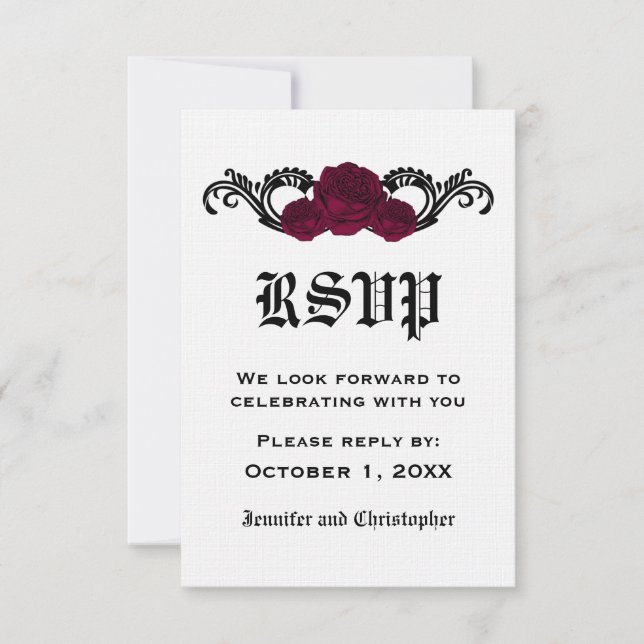 Gothic Swirl Ro Response Card, Fuchsia OSA Kort (Framsida)
