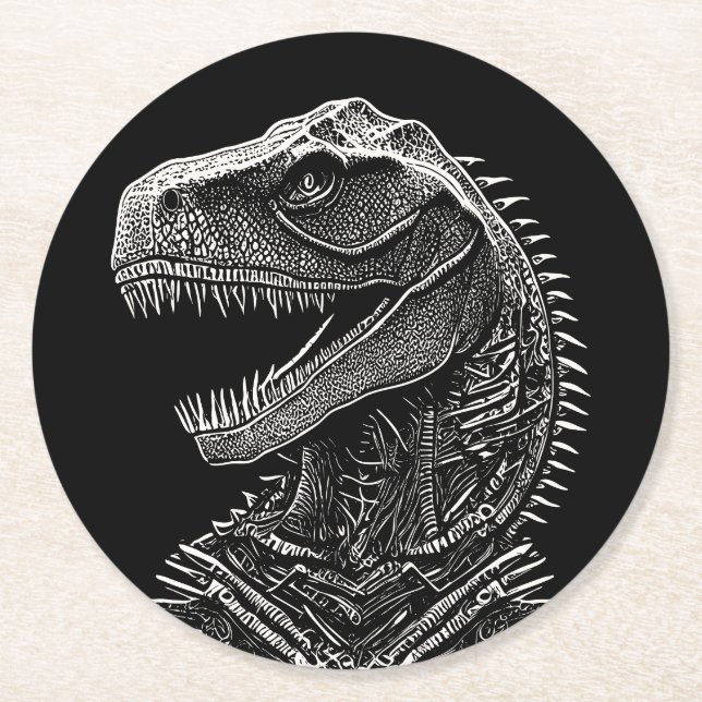 Gothic T-Rex Dinosaur Underlägg Papper Rund (Framsidan)