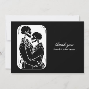 Gothic Tack Skeletons Bröllop Black and White Kort