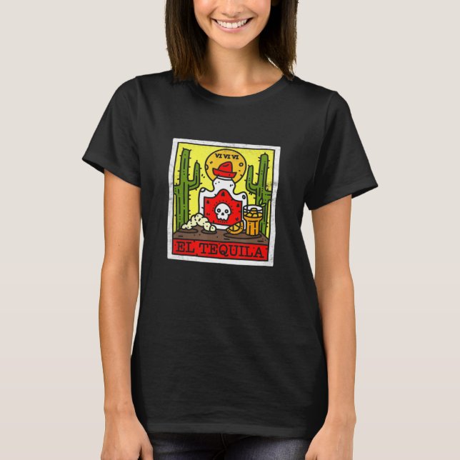 Gothic Tarot El Tequila Satanic Goth Occult Grunge T Shirt (Framsida)