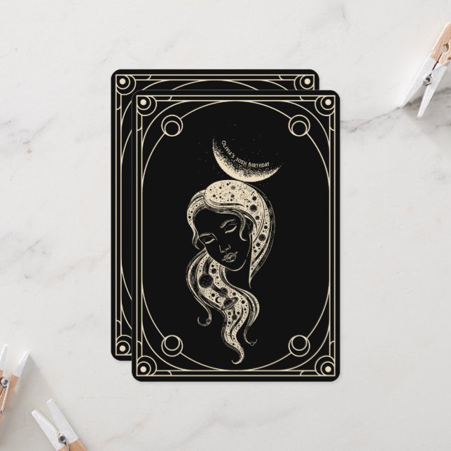 Gothic, Tarot-kort, alla åldersfödelserbjudanden Inbjudningar (Fram/Back In Situ)