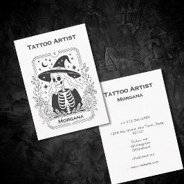 Gothic Tarot Skeleton Mystical Celestial Blommigt Visitkort