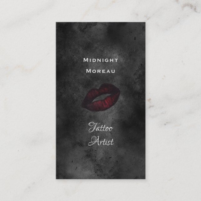 Gothic Tattoo Artist Red Läppar QR-kod Visitkort (Framsida)