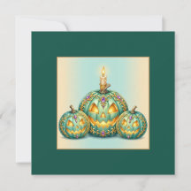 Gothic Teal och Guld Jack-O-Lantern Trio Fyrkantig