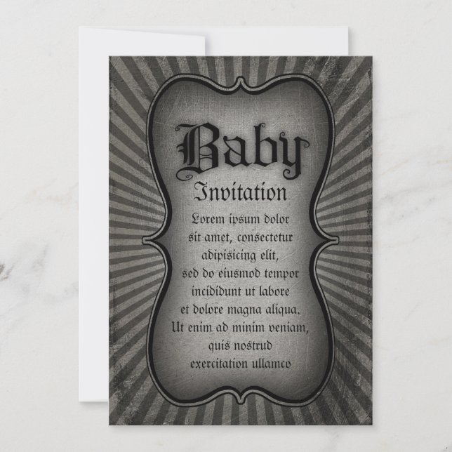 Gothic Text Baby Inbjudningar (Framsida)