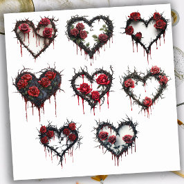 Gothic Thorns och Ro Bleeding Heart Klistermärken