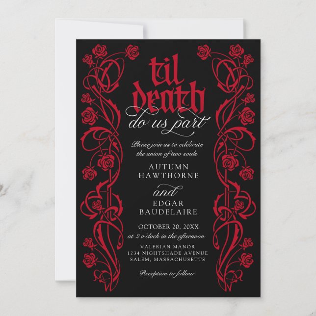 Gothic Til Death Bröllop Inbjudningar (Framsida)