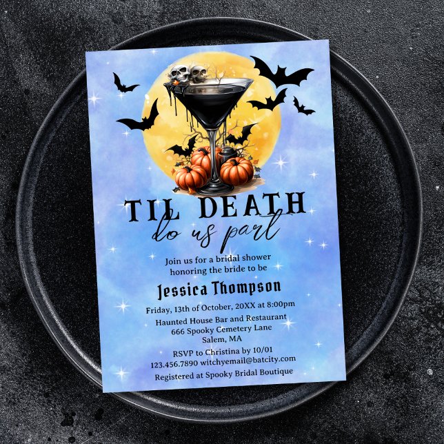 Gothic Til Death Do US Part Martini Möhippa Inbjudningar (Skapare uppladdad)